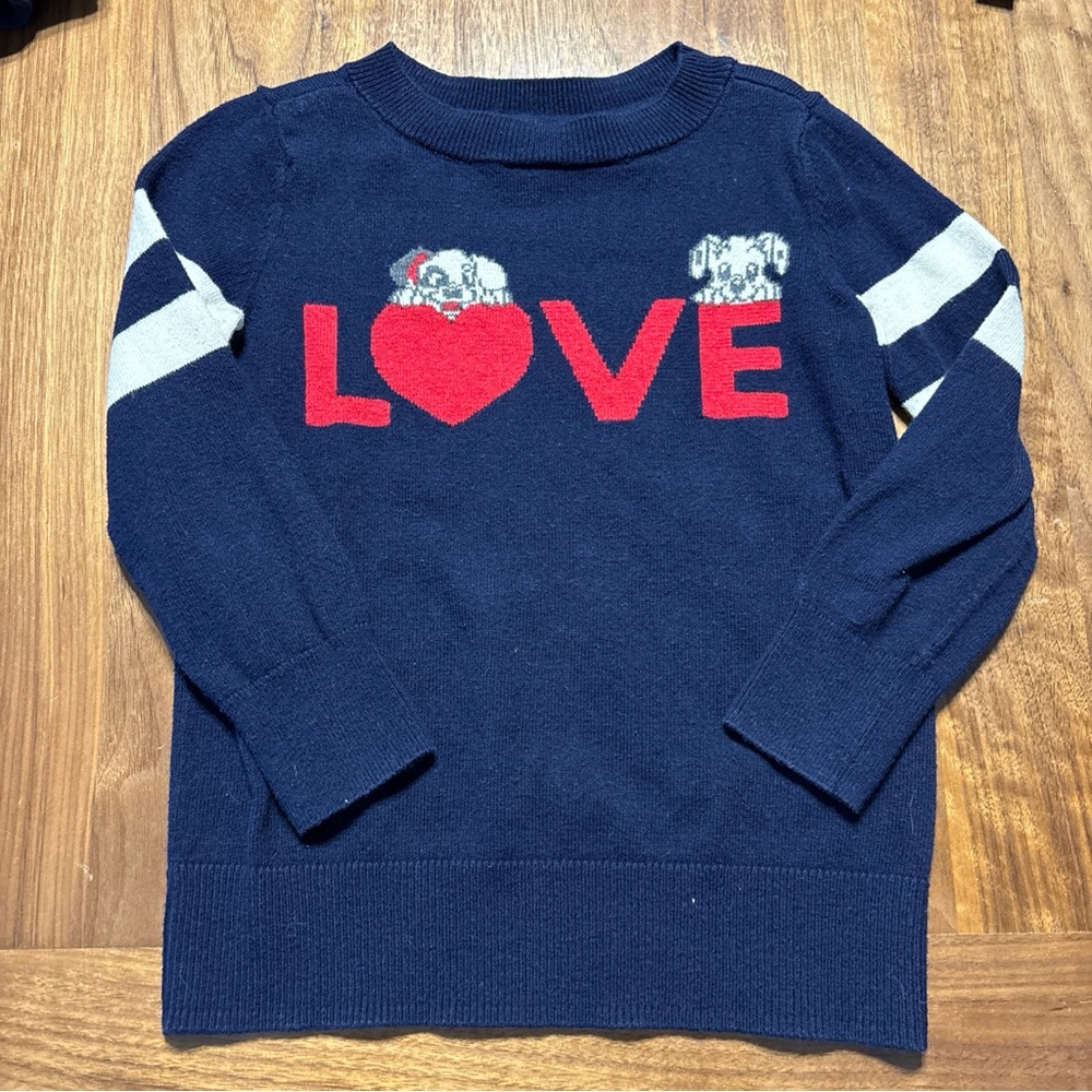 Gap Disney Girls Boys Unisex Size 4/5 Dalmatians Love Valentine's Sweater Cotton